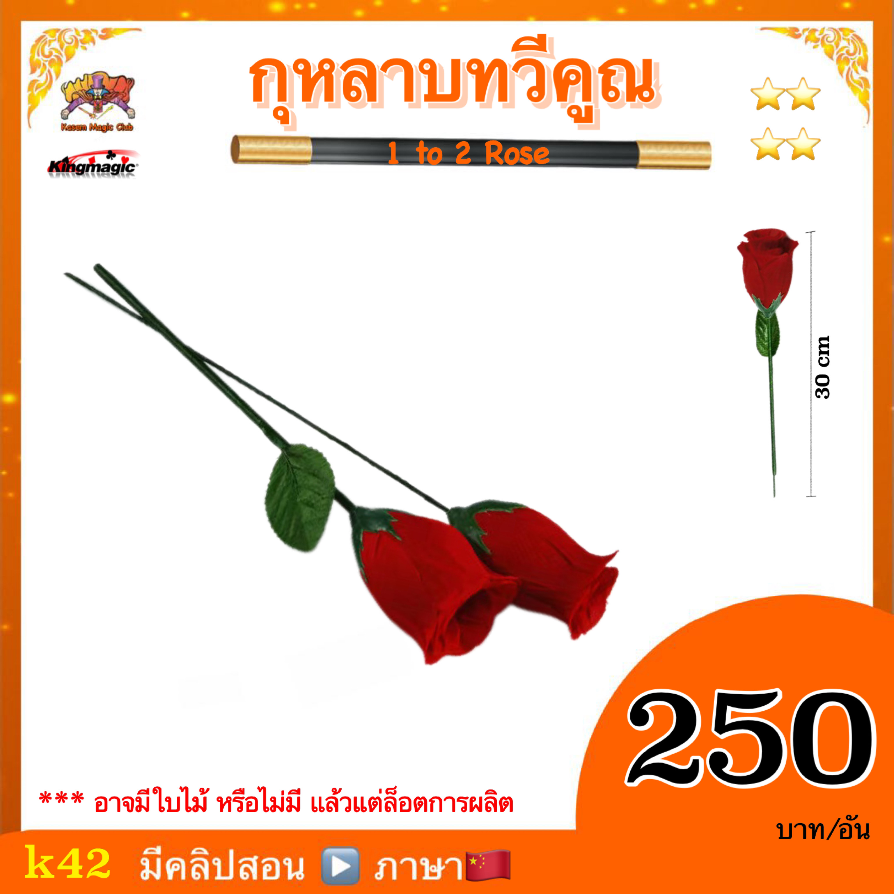 (มีคลิปสอน จีน) อุปกรณ์มายากล กุหลาบทวีคูณ(1 to 2-3 Rose)