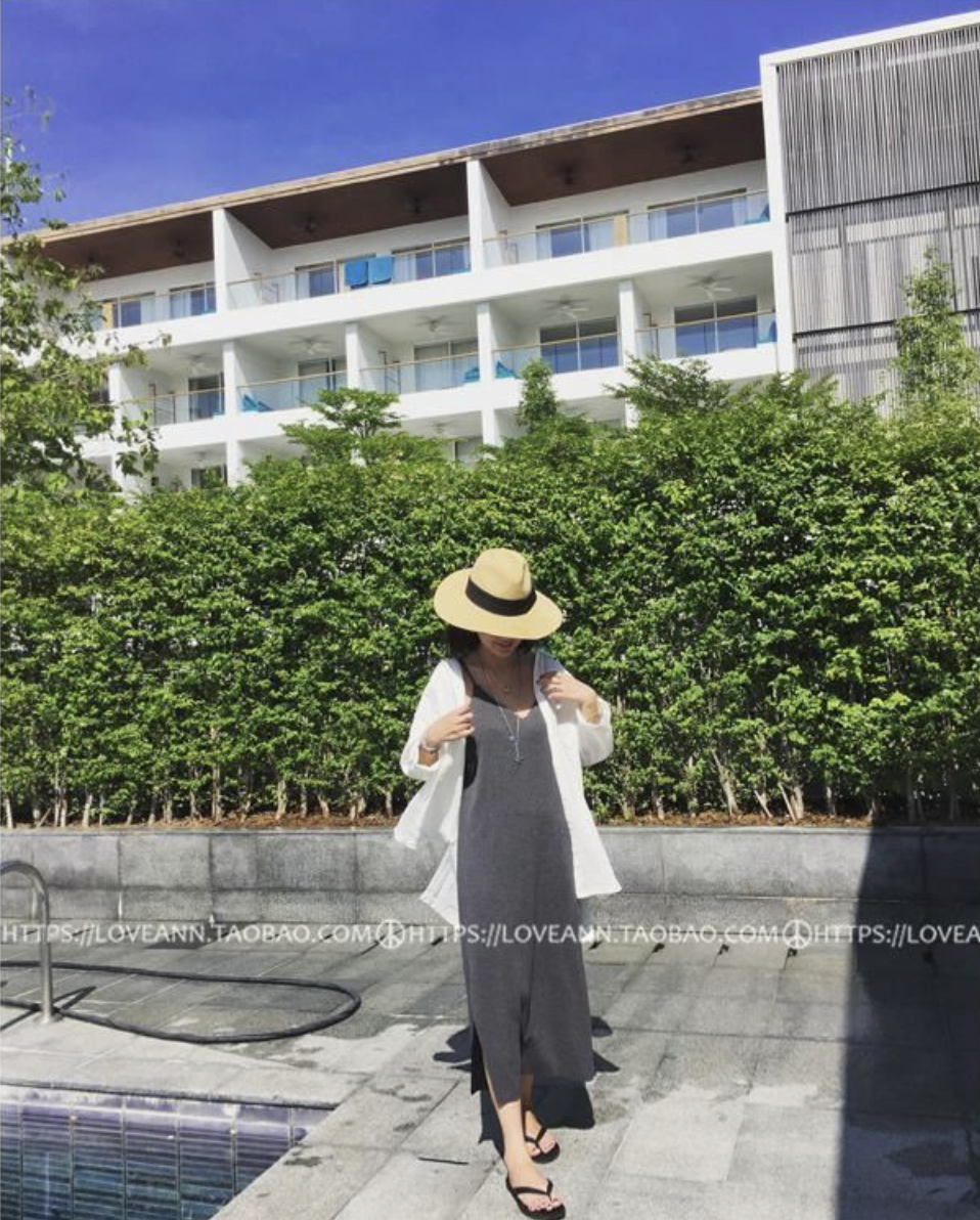 เดรสสายเดี่ยว ผ้าร่อง เหมาะสำหรับวันสบายๆ พร้อมส่ง