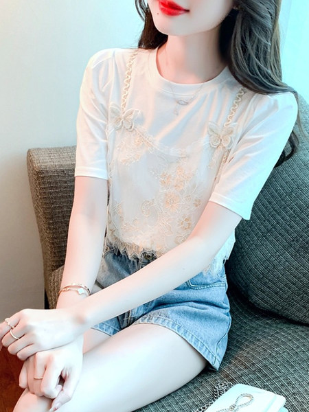 เสื้อลูกไม้ แขนสั้น