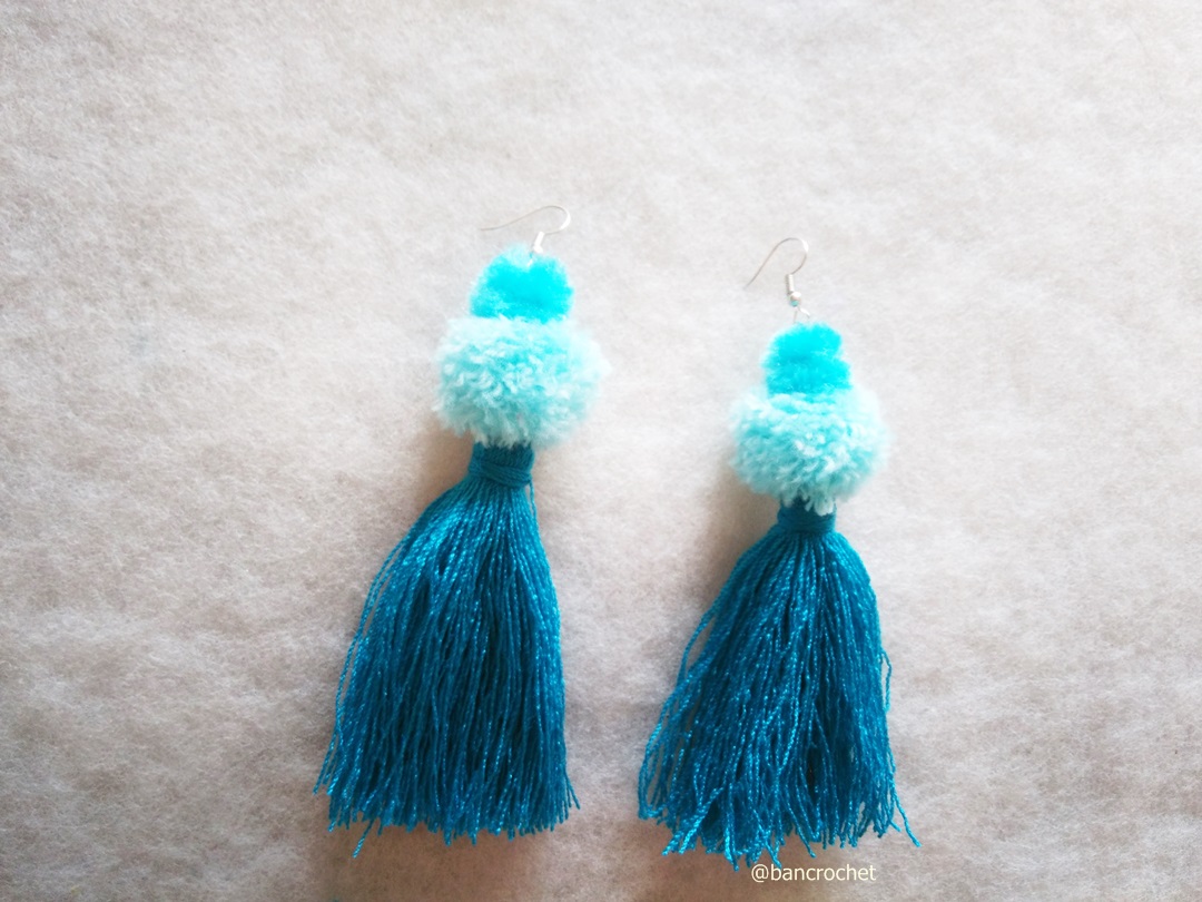 ต่างหูถักโครเชต์ crochet earrings หลากสี 5 นิ้ว