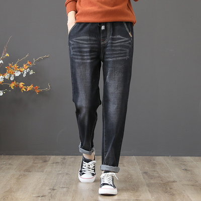 กางเกงยีนส์วินเทจหญิง กางเกงยีนส์ลายวินเทจ