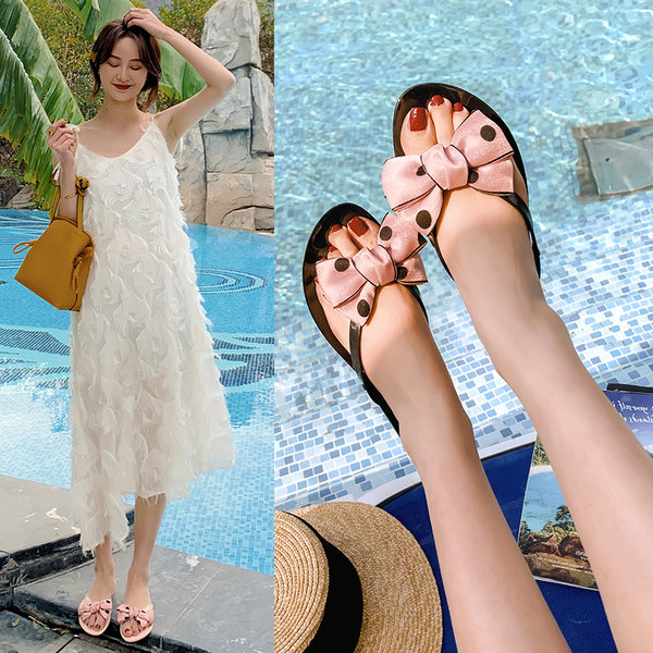 รองเท้าJelly กันน้ำกันฝน รองเท้าเจลลี่แบนพื้นผิวนุ่ม รองเท้าชายหาด รองเท้ายาง By Jelly