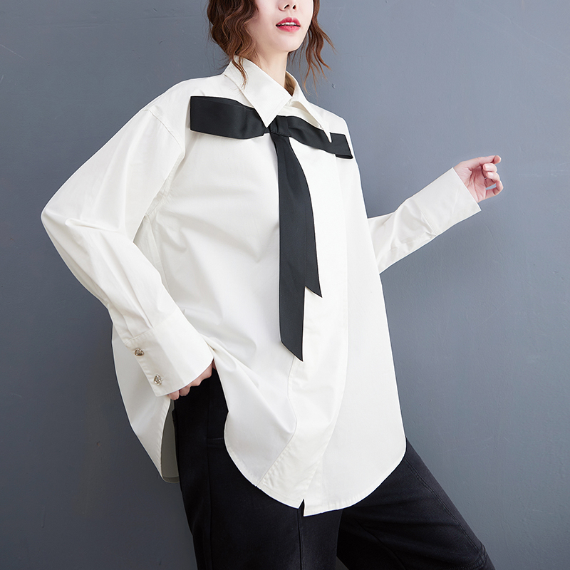 เสื้อทีเชิ้ตคนอ้วนผู้หญิงสไตล์คอตตอนลินินมีไซต์อก 47-48 นิ้ว