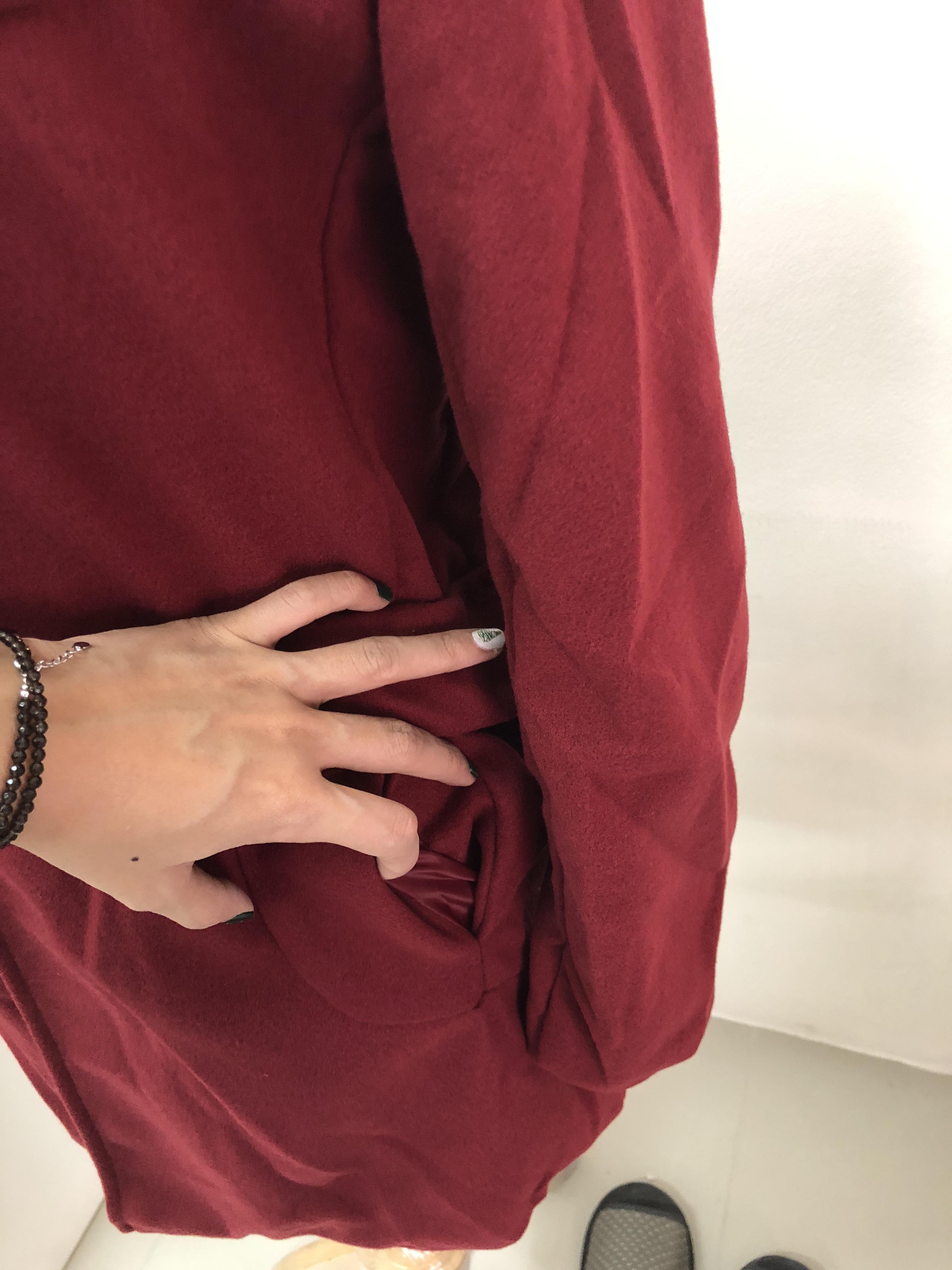 เสื้อโค้ทกันหนาว สไตล์เกาหลี ทรง Classic ผ้าสำลีเนื้อเบา ไม่หนา บุซับในกันลม สีไวน์แดง พร้อมส่ง RED WINE