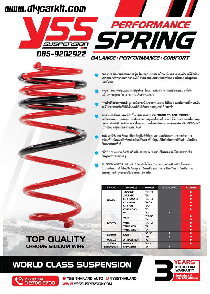สปริงโหลด YSS รถ Toyota Yaris Ativ ปี 2022 ขึ้นไป