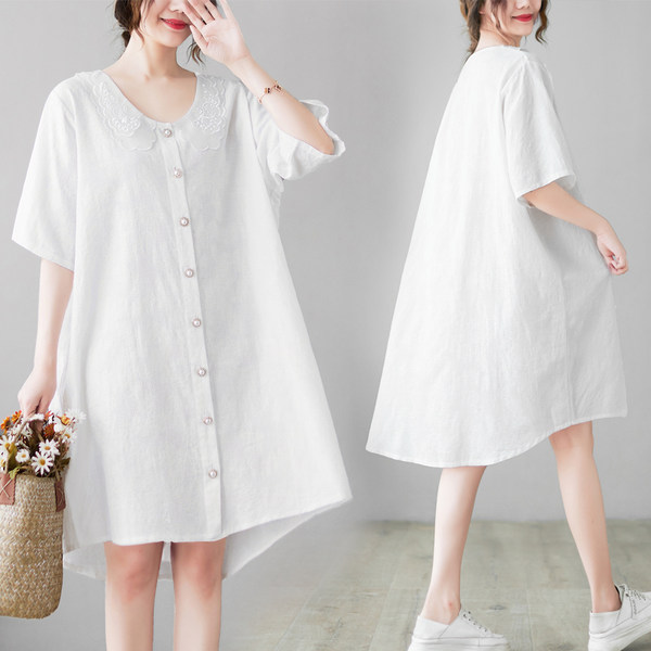 เสื้อลินินคนอ้วน เสื้อทีเชิ้ตคนอ้วนผู้หญิง เสื้อทีเชิ้ตตัวใหญ่ By Literary Plus size