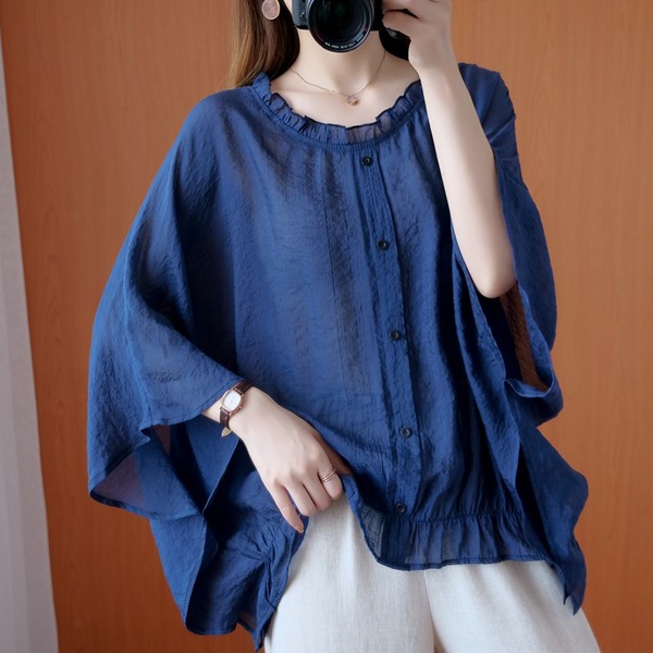 เสื้อลินินคนอ้วน เสื้อทีเชิ้ตคนอ้วนผู้หญิง เสื้อทีเชิ้ตตัวใหญ่ By Literary Plus size
