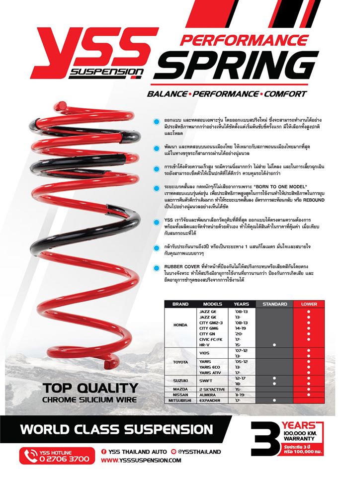 YSS สปริงรถยนต์ Attrage ปี 2019-2024 (โหลด และสเเตนดาร์ด)