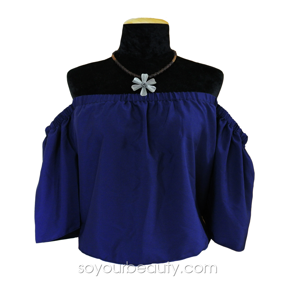 เสื้อเปิดไหล่สีพื้น รัดแขน