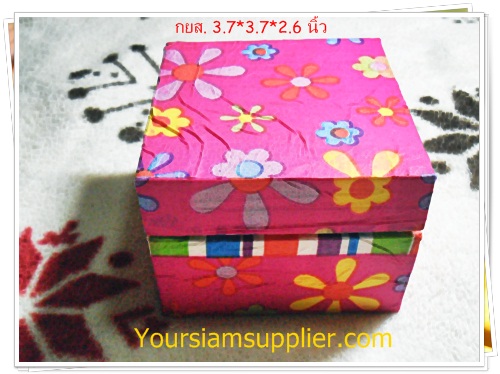 กล่องไม้ใส่ของขวัญ ลายดอกไม้สีชมพู หวาน ๆ