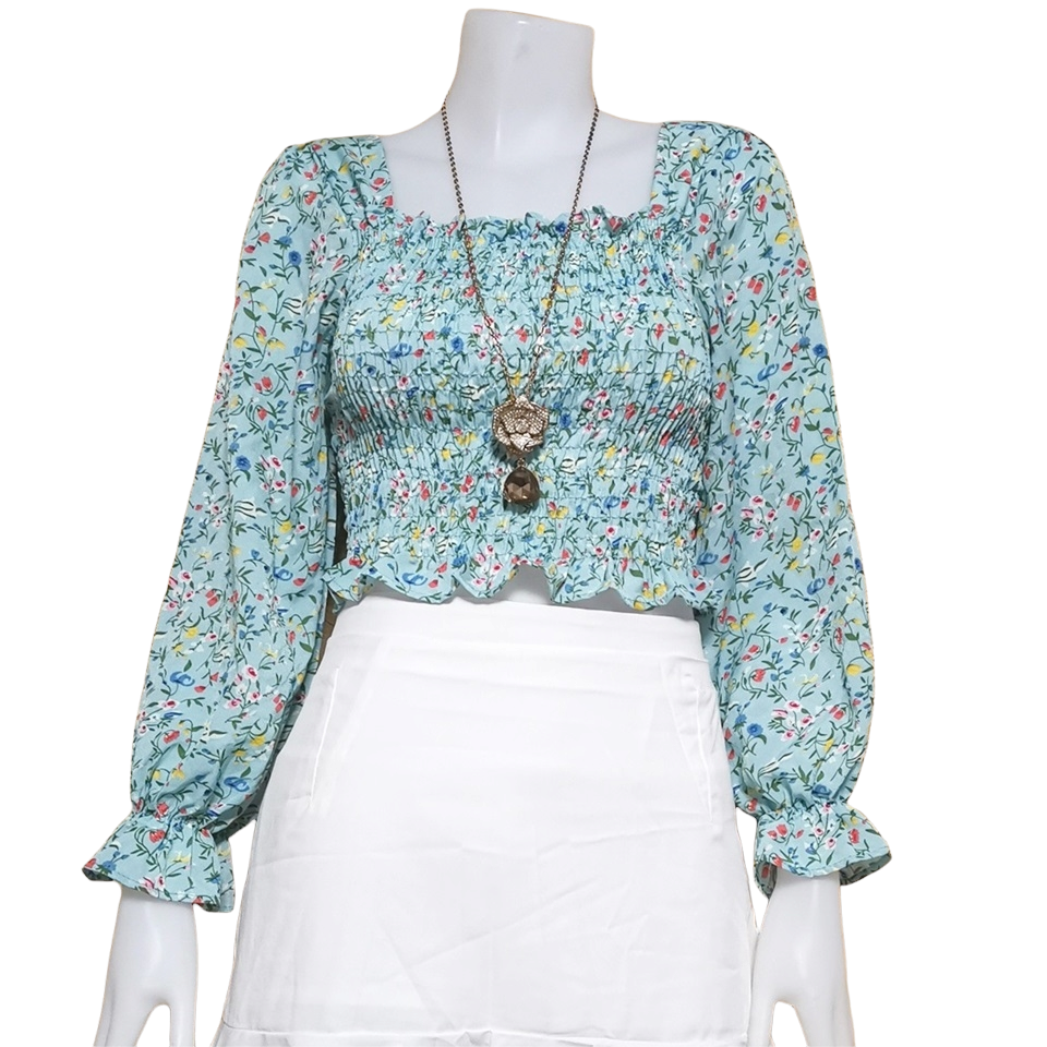 Blouse3892 รวมแบบเสื้อแฟชั่นวัยรุ่น เสื้อครอป เสื้อปาดไหล่ เสื้อสม็อค เสื้อรูดหน้า ผ้าไหมอิตาลี ผ้าชีฟอง งานแฟชั่นประตูน้ำ