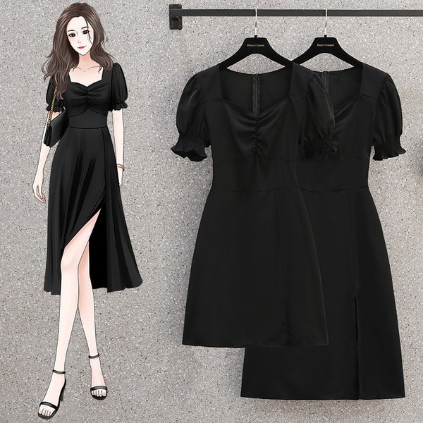 เดรสคนอ้วน เดรสสาวอวบ ชุดเดรสคนอ้วนวัยรุ่นแขนสั้น BY PLUS SIZE Girl