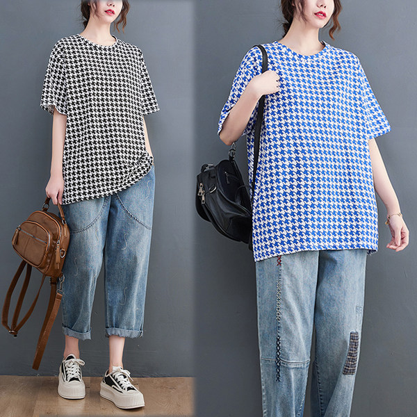 เสื้อลินินคนอ้วน เสื้อทีเชิ้ตคนอ้วนผู้หญิง เสื้อทีเชิ้ตตัวใหญ่ By Literary Plus size