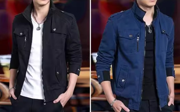 เสื้อแจ็คเก็ต ผู้ชาย แบบเท่ ๆ สีพื้น กระเป๋าเยอะ แบบสวย เสื้อ jacket แขนยาว ใส่เที่ยว กันแดด เท่ ๆ 584942
