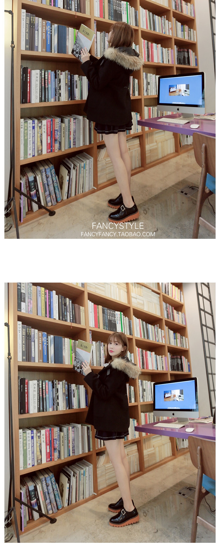 เสื้อโค้ท สีดำ แต่งขนเฟลอรอบฮู้ด (ถอดฮูดไม่ได้นะคะ) น่ารักมาก เนื้อผ้าสำลีไม่หนา บุซับในกันลม (ตัวขนของจริงจะฟูประมาน3/4ของในรูปจ้า) ดำ