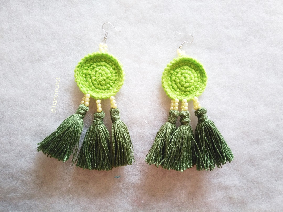 ต่างหูถักโครเชต์ crochet earrings หลากสี 5 นิ้ว