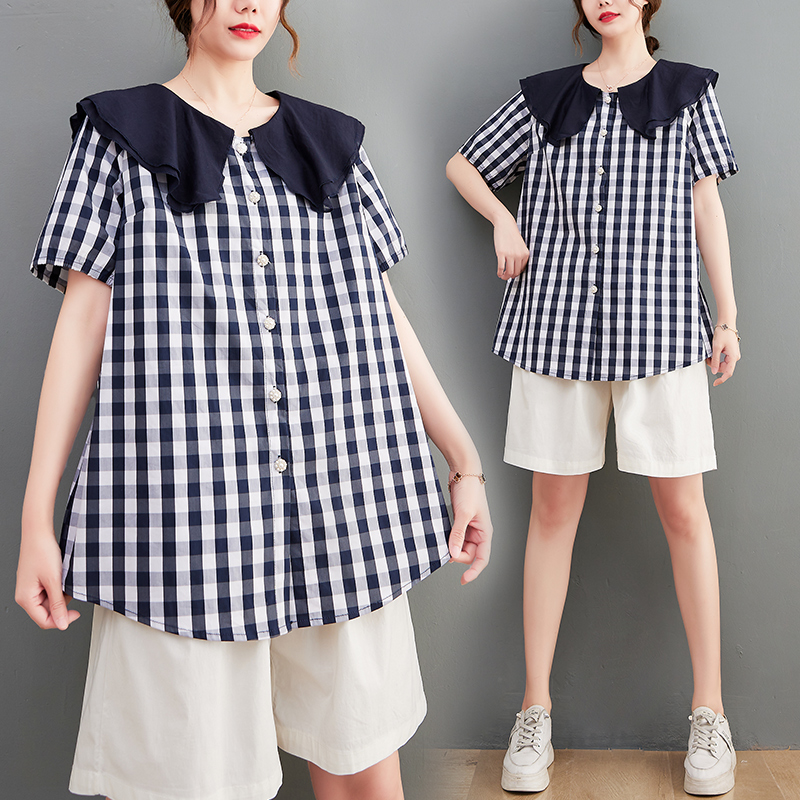 เสื้อทีเชิ้ตคนอ้วนผู้หญิงสไตล์คอตตอนลินินมีไซต์อก 47-48 นิ้ว