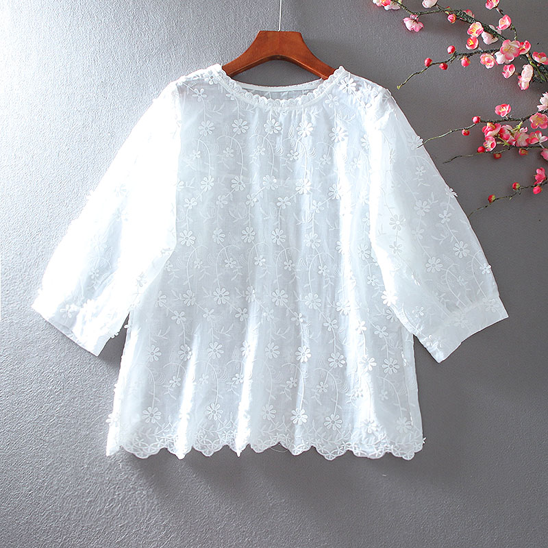 เสื้อลินิน เสื้อผ้าฝ้ายลินิน เสื้อเชิ้ตผ้าลินิน ปักลายสวยๆด้วยด้าย สไตล์VINTAGE BY Dreamroom