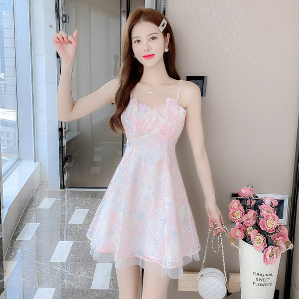 เดรสลูกไม้ เดรสชีฟองสวยๆ แขนสั้น By Meiyi women's clothing