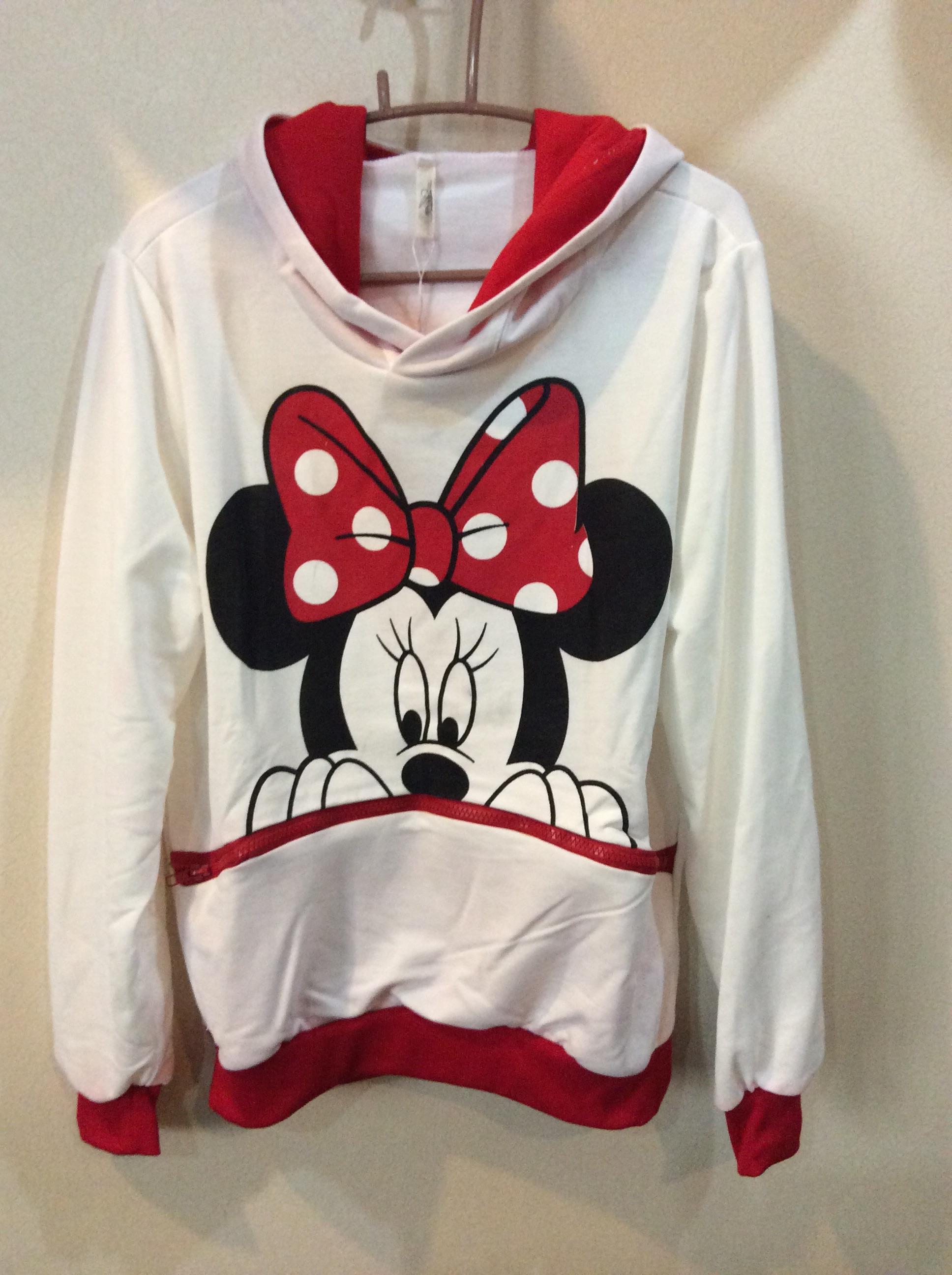 พร้อมส่ง - เสื้อกันหนาวฮู้ดดี้ มินนี่เมาส์ มิกกี้เมาส์ ผ้าไม่หนา ใส่คลุมในวันสบายๆ แฟชั่นเกาหลี น่ารัก เทา,ขาว เลือกสีด้านล่างค่ะ