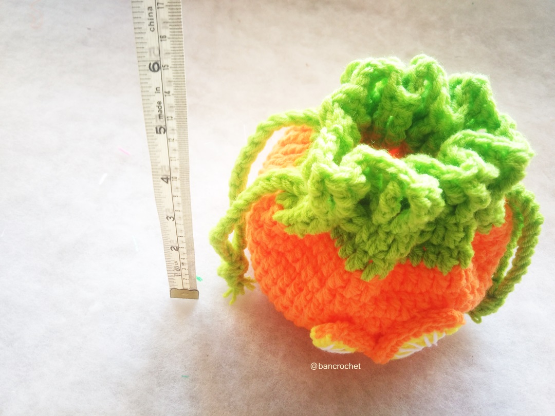 Bancrochet กระเป่าถักโครเชต์ผลไม้ ลายส้ม crochet slipknot bags สีส้ม 6x6 นิ้ว