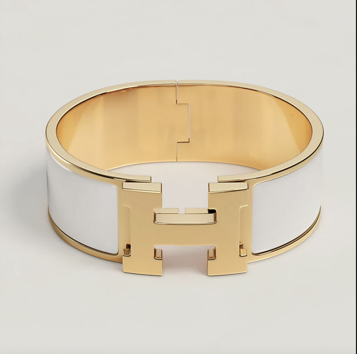 Hermes White Enamel Clic Clac H Bracelet Medium PM