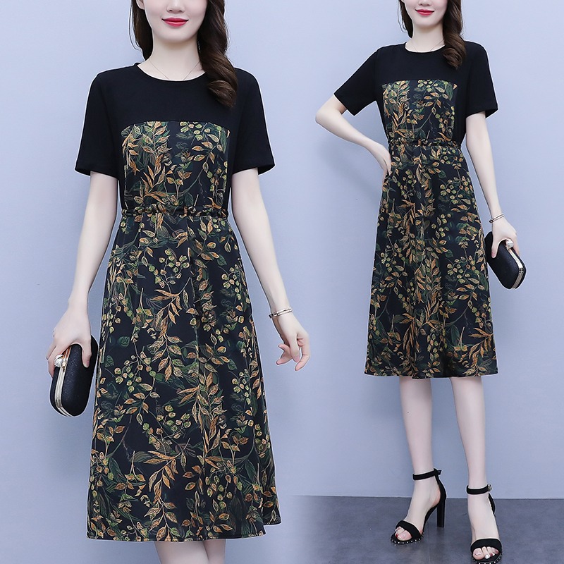 เดรสแขนสั้น มีไซส์ L-5XLอก 38-48 นิ้ว ใส่ได้ทั้งสาวหุ่นดีน่ารักจนถึงสาวอวบพลัสไซส์