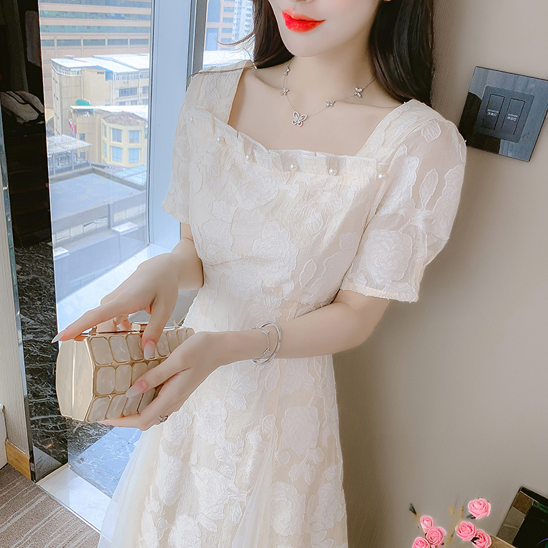 เดรสลูกไม้ เดรสชีฟองสวยๆ แขนสั้น By Meiyi women's clothing