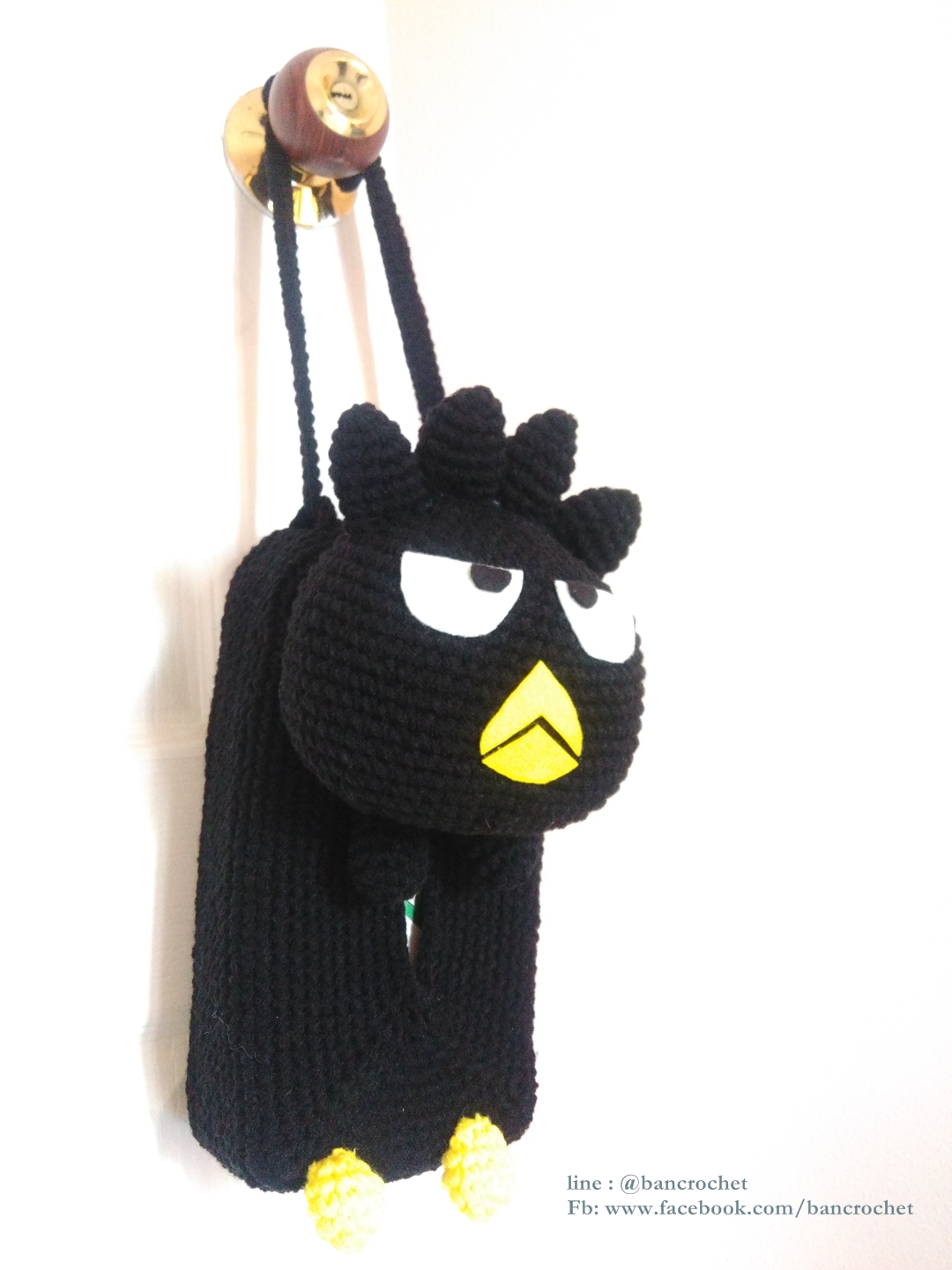 กล่องกระดาษทิชชูถักโครเชต์แบดแบดมารุ (bad badtz maru tissue box crochet cover)