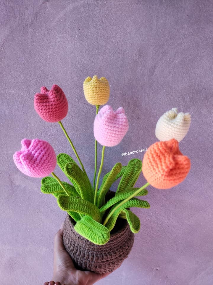 Bancrochet ดอกทานตะวันถักโครเชต์ crochet flowers หลากสี 11 inch