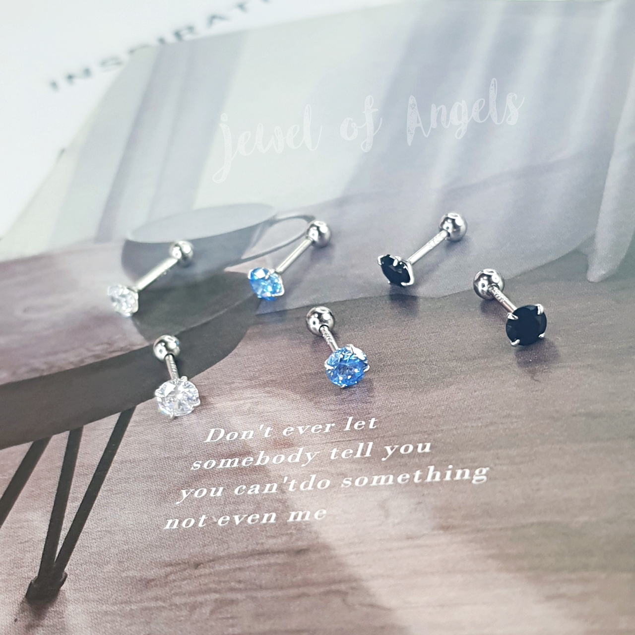 ต่างหูเงินแท้ S925 รุ่น Ice ต่างหูก้านเสียบ จิวกลม เพชรCZ แป้นหลังบอลกลม สีขาวใส สีดำ สีฟ้า เงินแท้ทั้งชิ้น ตุ้มหูมินิมอล Silver925