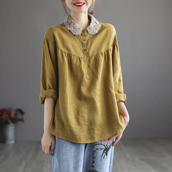 เสื้อลินิน เสื้อผ้าฝ้ายลินิน เสื้อเชิ้ตผ้าลินิน BY Zimo