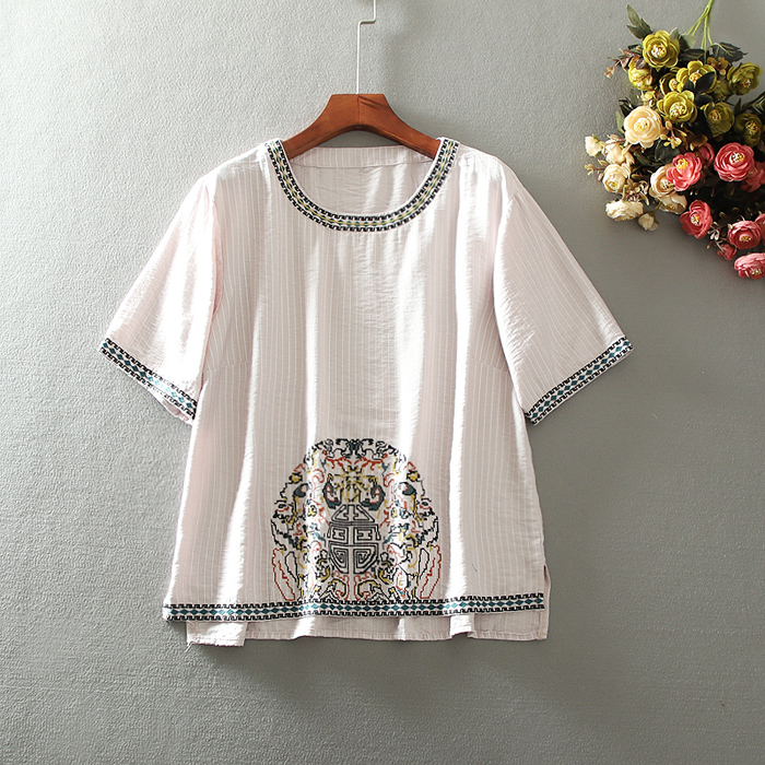 เสื้อลินิน เสื้อผ้าฝ้ายลินิน เสื้อเชิ้ตผ้าลินิน ปักลายสวยๆด้วยด้าย สไตล์VINTAGE BY Dreamroom