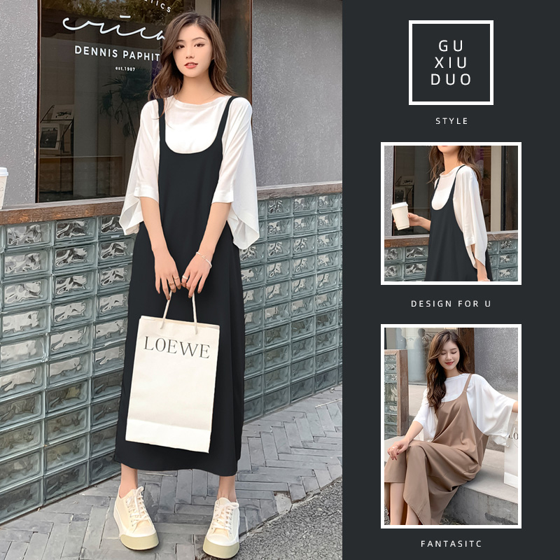 เดรสแขนสั้นมีไซส์L-4XLอก38-47นิ้ว
