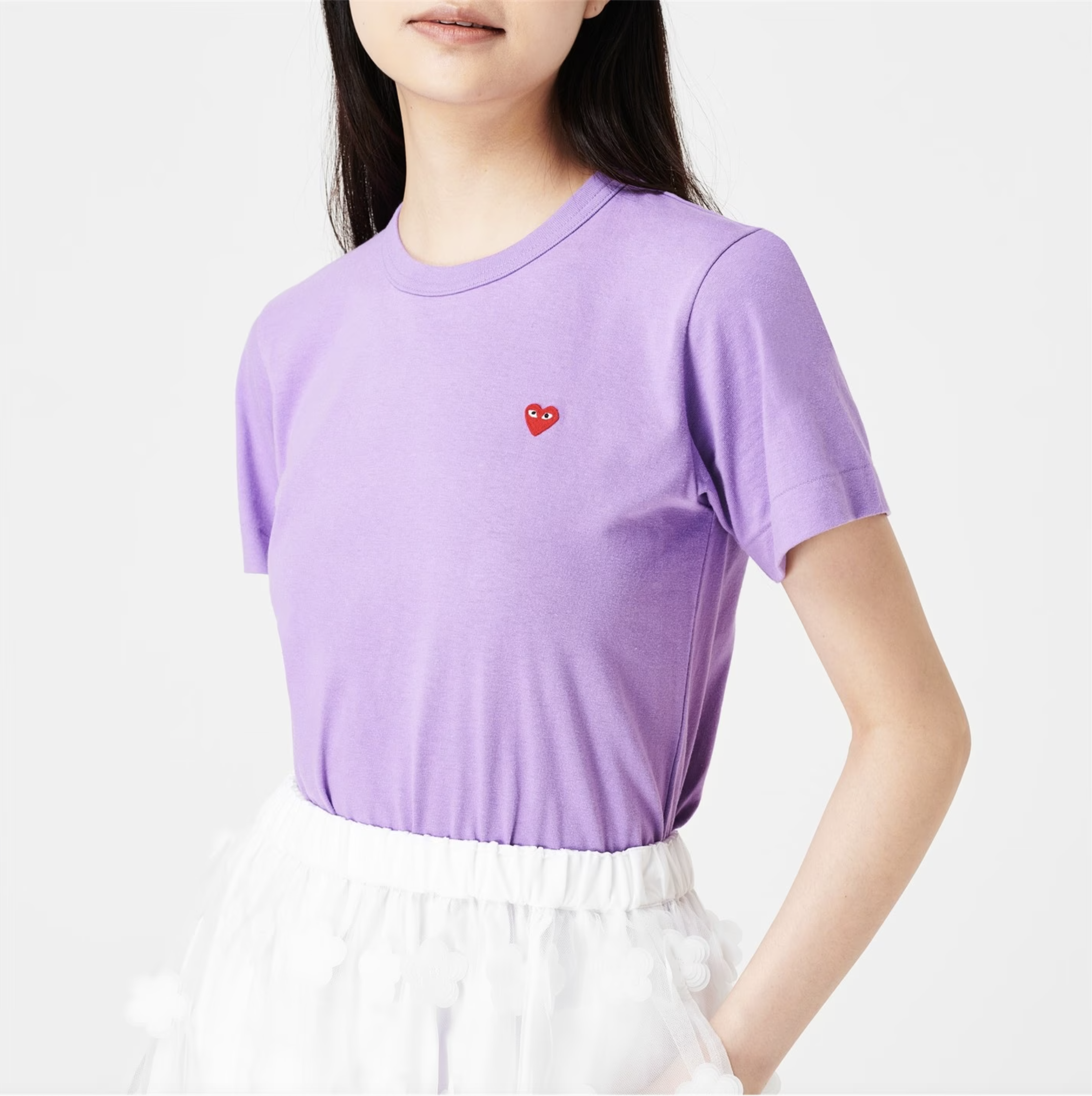 Comme Des Garcons Play Violet Cotton Red Heart Short Tee Size S