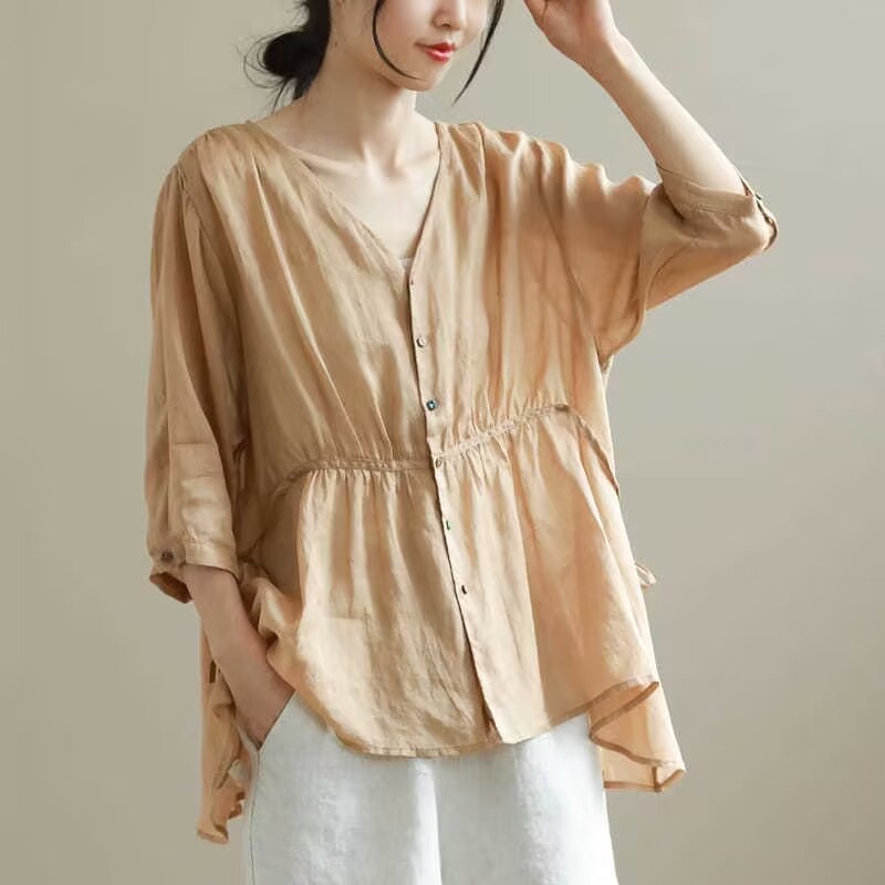 เสื้อลินิน เสื้อผ้าฝ้ายลินิน เสื้อเชิ้ตผ้าลินิน S M l XL จากแบรนด์ ZIMO