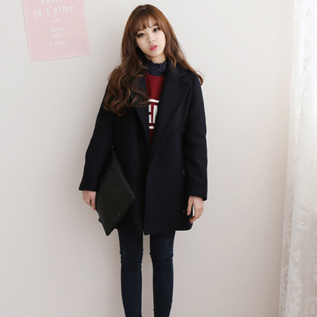 เสื้อโค้ทกันหนาว ทรงเรียบหรู มีสไตล์ ผ้าสักกะหลาดผสมสำลี บุซับในกันลม พร้อมส่งจ้า สีดำ