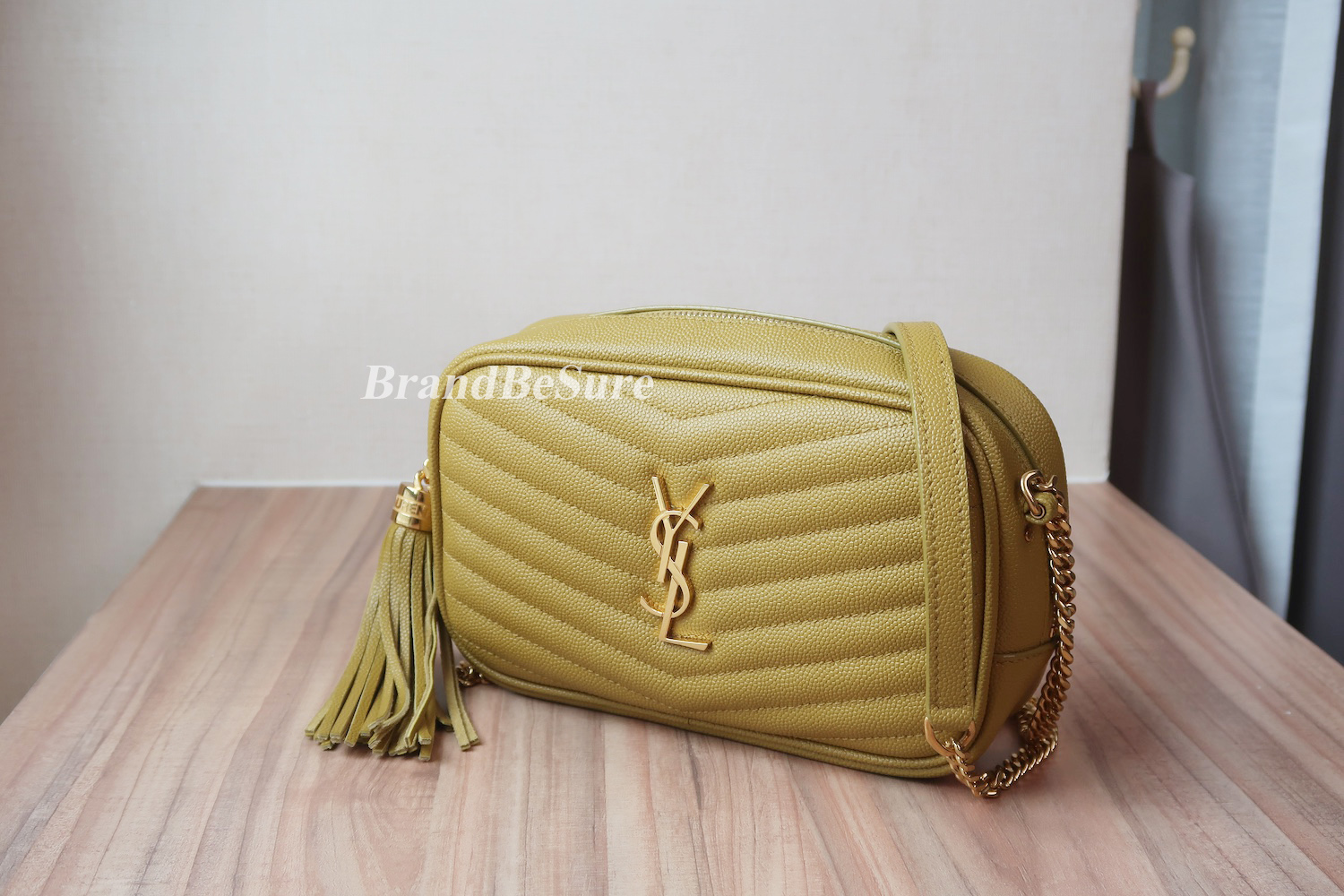 Saint Laurent Light Chatreuse Grain De Poudre Matelasse Mini Lou Camera GHW