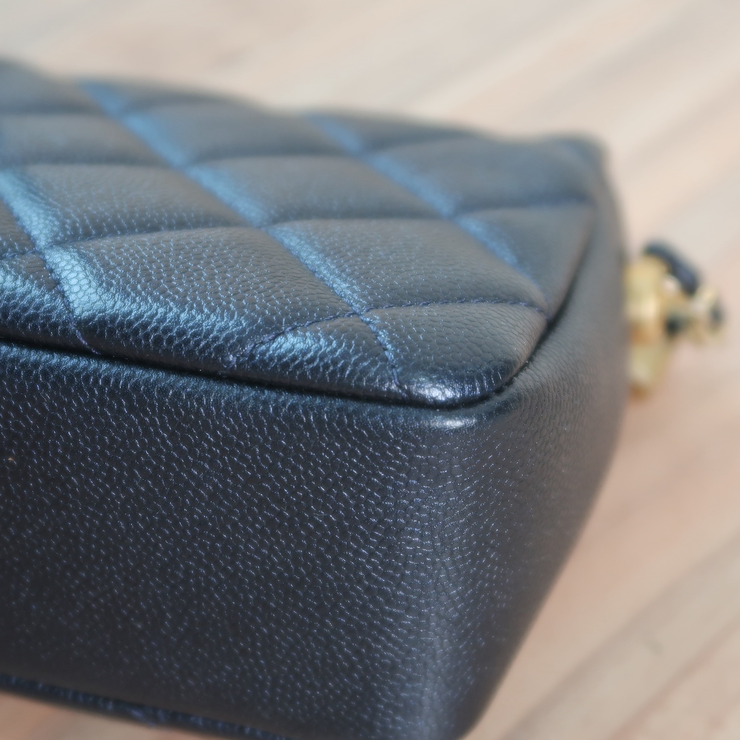 Chanel Black Caviar Mini 7" Adjustable Strap GHW