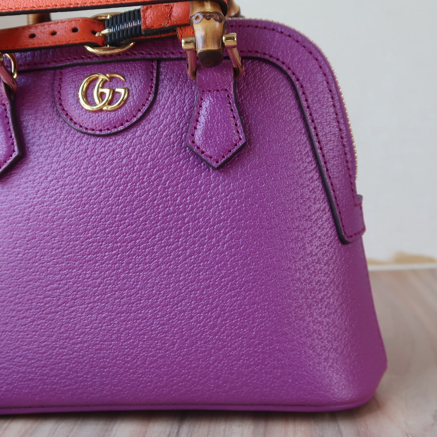 Gucci Purple Calfskin Diana Bamboo Top Handle Mini Dome Tote