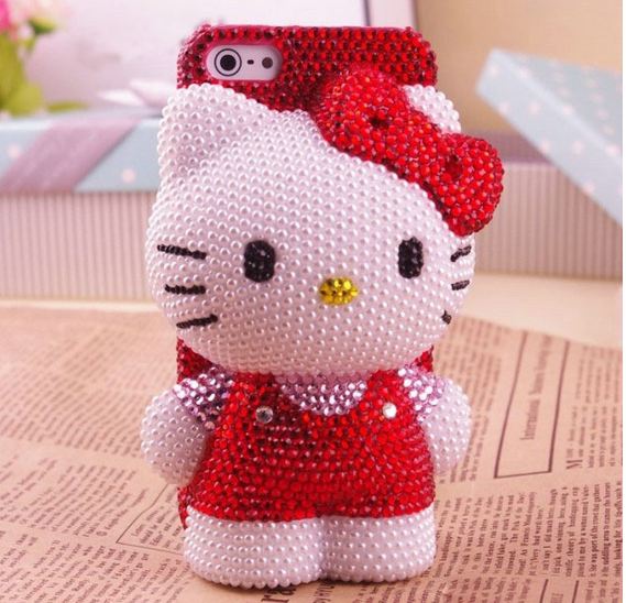 เคส iPhone 6 6plus 5.5inch 4g 4s 5g 5 5c เคส Diy 3 มิติ เคส คิตตี้ ตัวใหญ่ แต่งคริสตัล คิตตี้ ใส่ชุด สีแดง สาวเปรี้ยว 134903_3