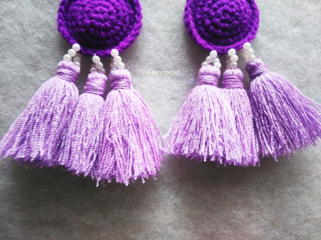 ต่างหูถักโครเชต์ crochet earrings หลากสี 5 นิ้ว