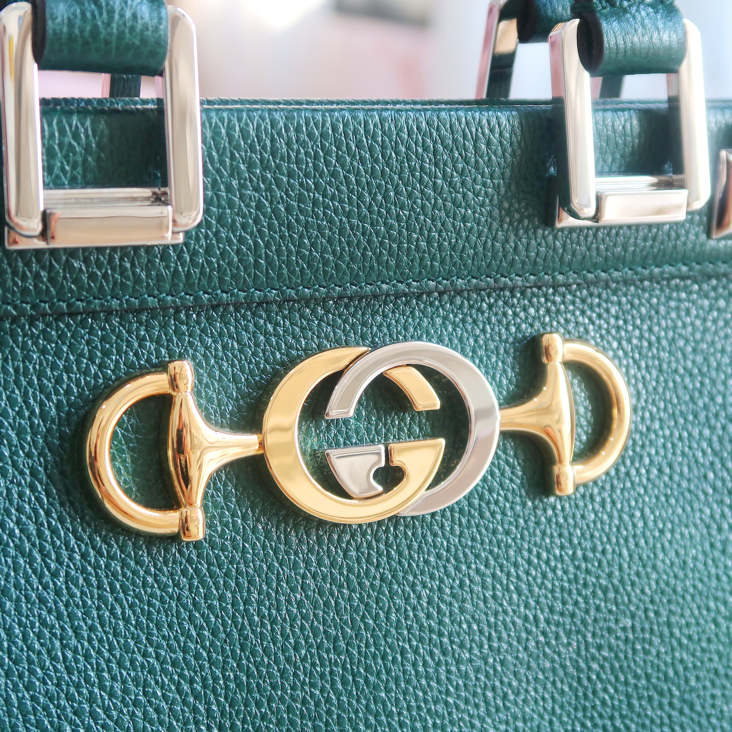Gucci Green Grain Calfskin Zumi Top Handle Bag