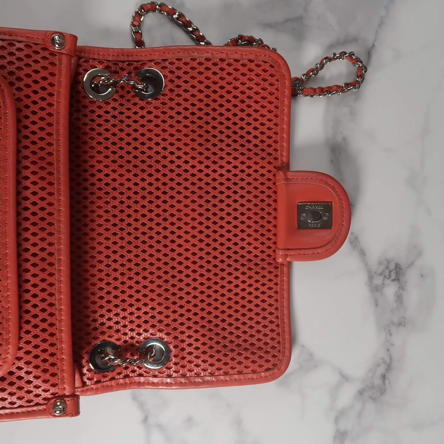 Chanel Red Perforated Calfskin Small Up In The Air Flap