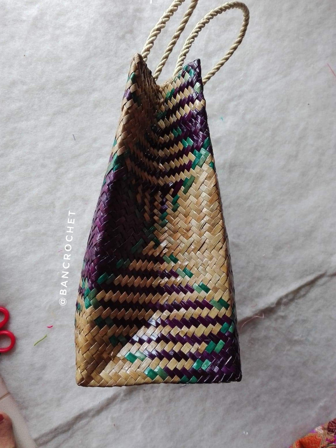 กระเป๋าสานกระจูด grajood thai basket bag หลากสี 11x15x5x20 นิ้ว