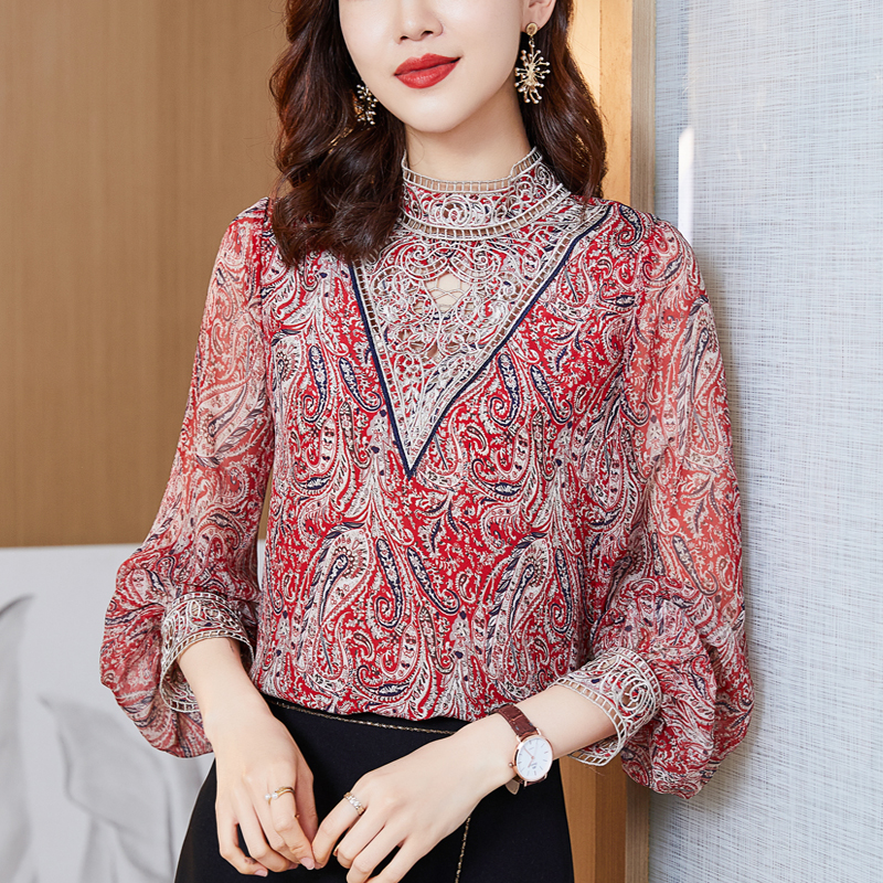 เสื้อเชิ้ตลายดอกผู้หญิง เสื้อเชิ้ตสาววัยผู้ใหญ่ ขายเสื้อผ้าแฟชั่นสุภาพสตรีวัยผู้ใหญ่