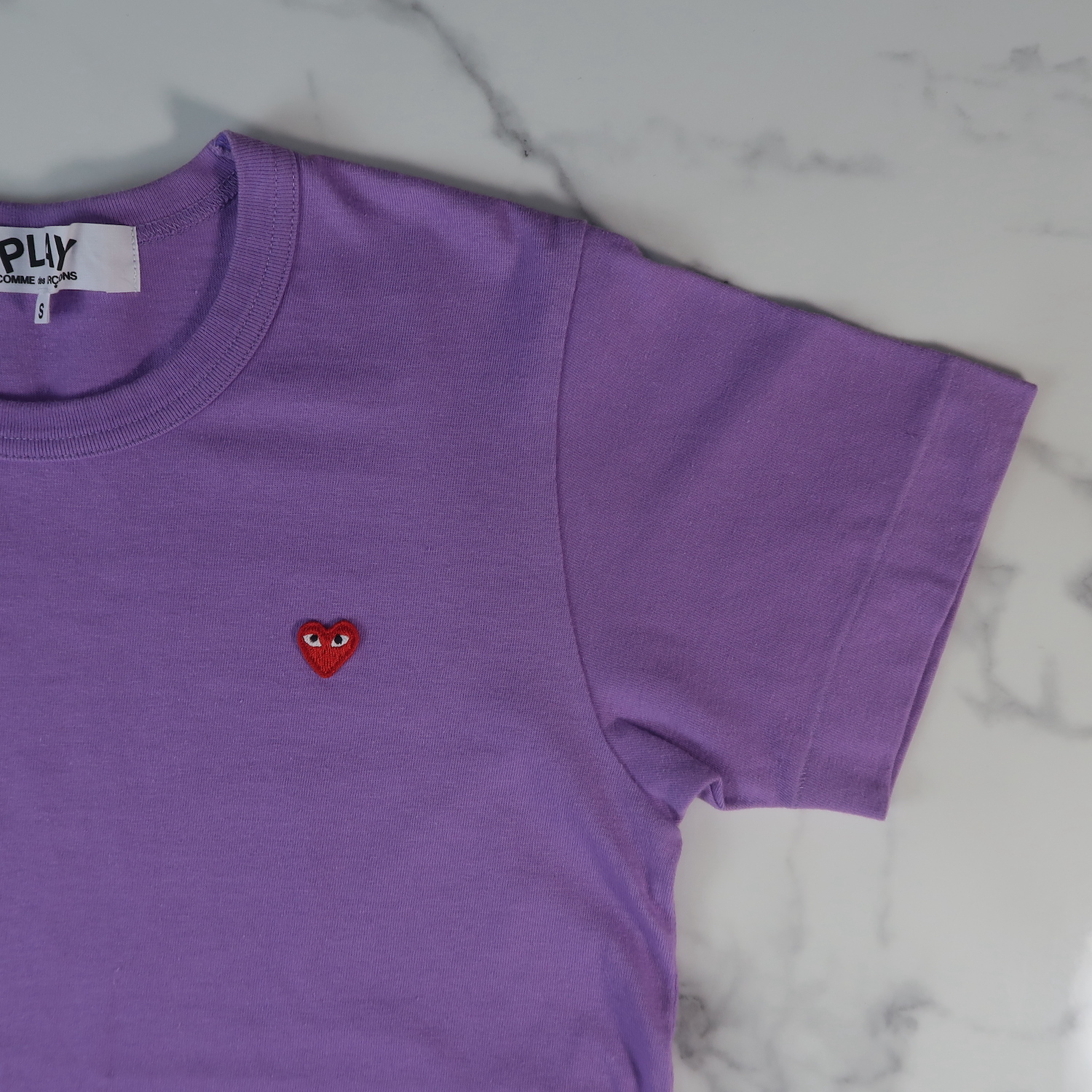 Comme Des Garcons Play Violet Cotton Red Heart Short Tee Size S