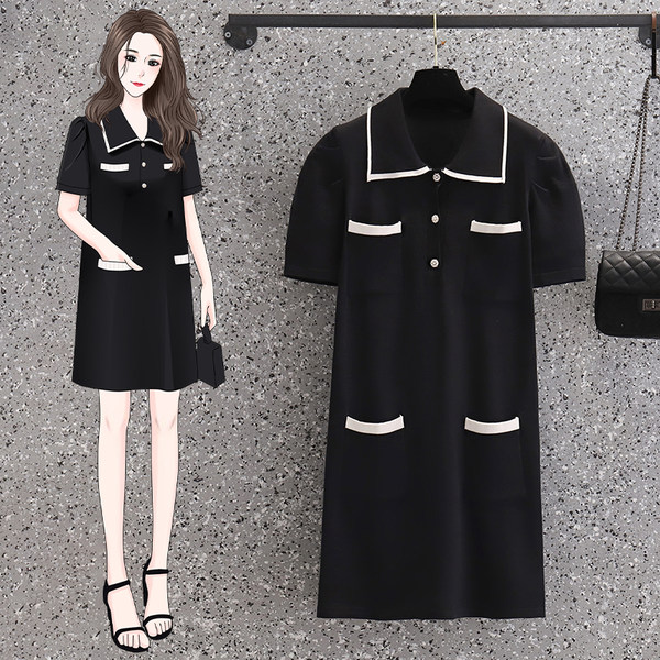 เดรสคนอ้วน เดรสสาวอวบ ชุดเดรสคนอ้วนวัยรุ่นแขนสั้น BY PLUS SIZE Girl