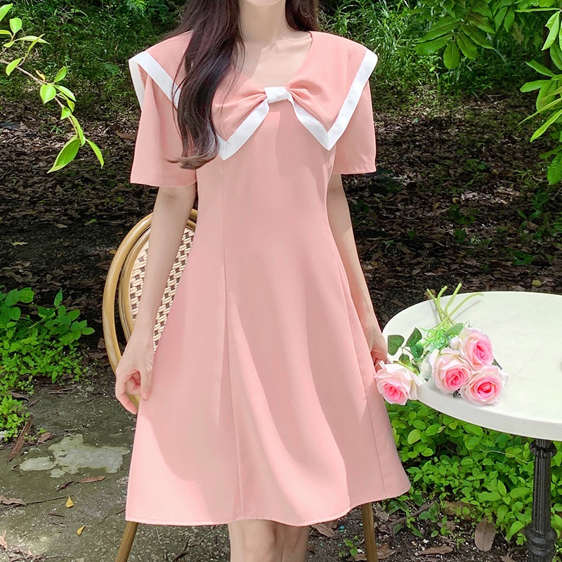 เดรสแขนสั้น มีไซส์ L-4XLอก 38-47 นิ้ว ใส่ได้ทั้งสาวหุ่นดีน่ารักจนถึงสาวอวบพลัสไซส์ จัดส่งฟรี! ทักแชทสั่งซื้อ