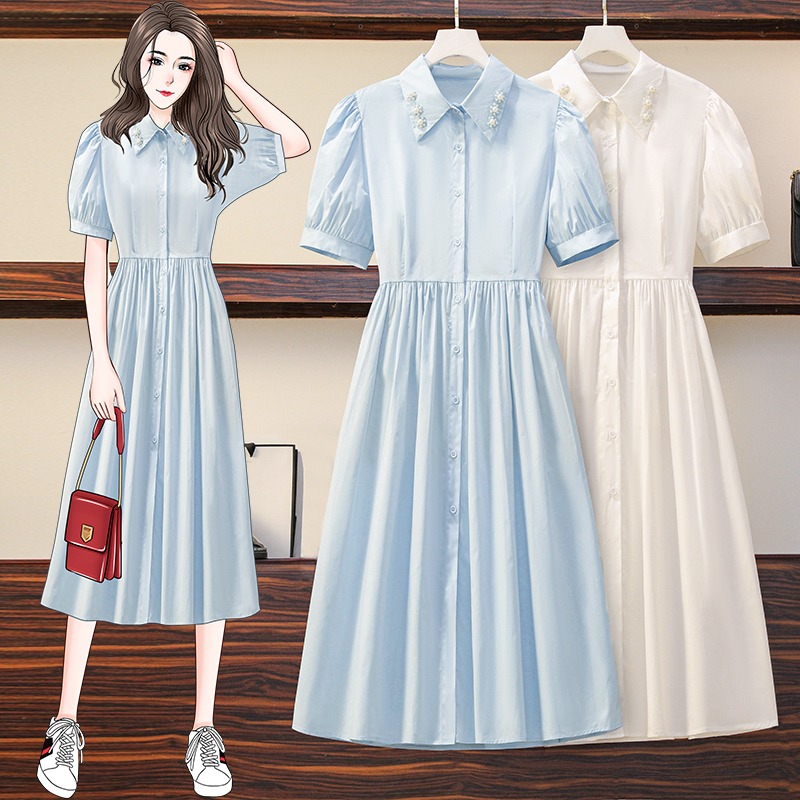 เดรสแขนสั้น มีไซส์ L-4XLอก 38-47 นิ้ว ใส่ได้ทั้งสาวหุ่นดีน่ารักจนถึงสาวอวบพลัสไซส์